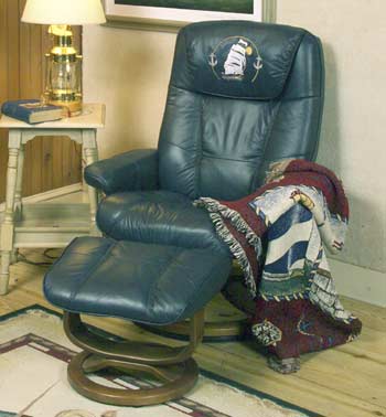 Captain's Leather Chair and Ottoman