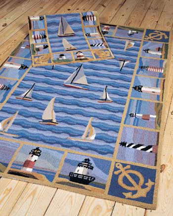 Lighthouse & Sailboat Rug 3'6