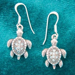 Sea Turtle Earrings in Sterling Silver