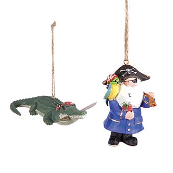 Pirate and Alligator Ornaments
