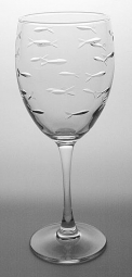 School of Fish 10.5 oz White Wine Goblet - Set of 4
