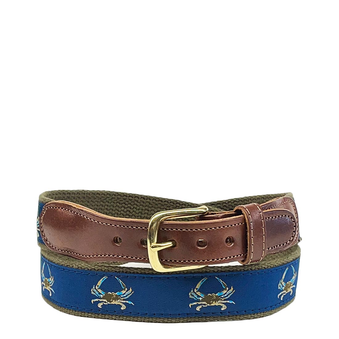 Blue Crab Belt with Leather tabs from Preston's