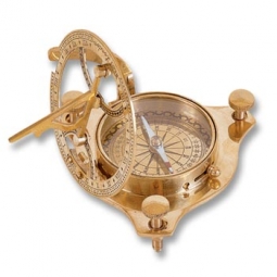 SOLID POLISHED BRASS COMPASS & SUNDIAL