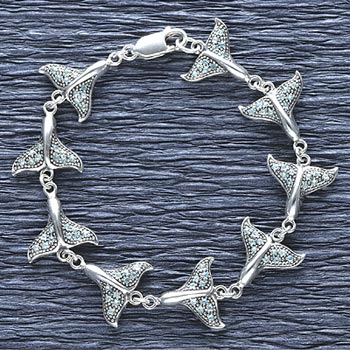 Whale Tail Bracelet - Silver 7.5